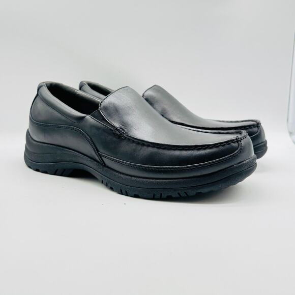 Dansko Shoes Mens EU 48 US 14.5 Black Leather Loafers Comfort Slip On Moc NEW - Picture 2 of 12